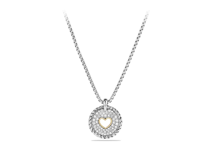 Rhodium Plated Heart Circle Pendant with Twisted Wire